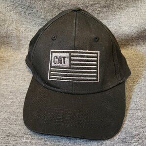 Men's CAT Black W/ Silver Embroidered CAT American Flag Hat